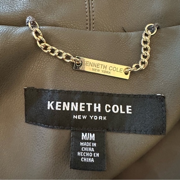 NWOT KENNETH COLE GRAY FAUX LEATHER STANDUP COLLAR ZIP JACKET Size M - Picture 11 of 14